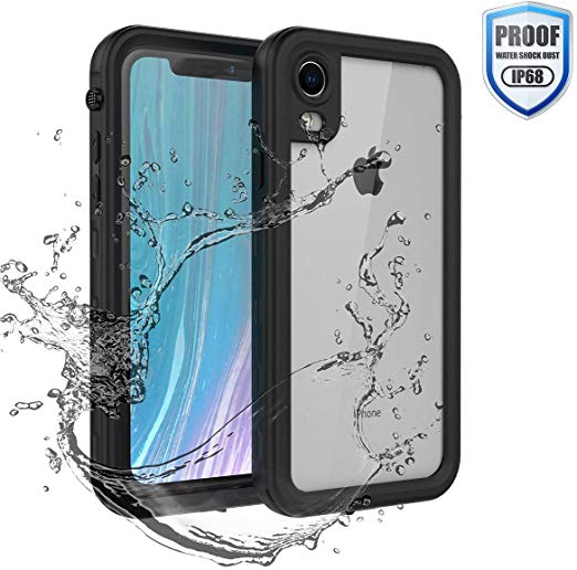 YOGRE iPhone Xr Waterproof Case, 360-Degree Protected Clear Xr Cover with Built-in Screen Protector, Full-Body Shockproof, Dustproof, Snowproof iPhone Xr Case 6.1 Inch, Black