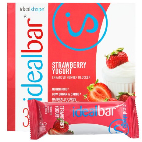 IdealBar Meal Replacement Snack Bar Strawberry Yogurt By IdealShape Stop the Cravings Feel Full for 3 Hours with Natural Hunger Blocker Slendesta Delicious Weight Loss Contains 7g of Fiber Only 140 Calories 7g of Sugar 10g of Protein and 23 Essential Vitamins and Minerals 7 BarsBox