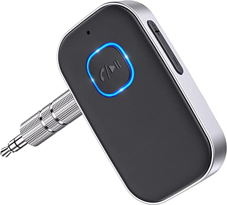 [2021 Upgraded] COMSOON Bluetooth 5.0 Receiver for Car, Noise Cancelling Bluetooth AUX Adapter, Bluetooth Music Receiver for Home Stereo, Wired Headphones, Hands-Free Calls(16H Battery Life/Dual Link)
