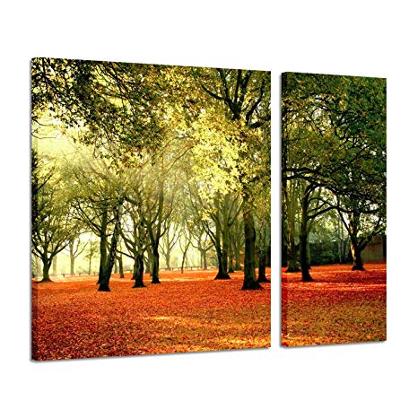 Canvas Wall Artwork Pictures Prints: Paintings Autumn Panorama Giclee Printed on Canvas for Home Decor, 2 Art Painting (32" x 16"  32" x 32")