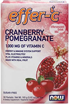 NOW Supplements, Effer-C™, Cranberry Pomegranate, Vital Electrolytes*, 1,000 mg Vitamin C, 30 Packets