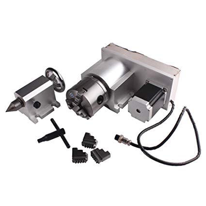 Sunwin CNC F Style A-Axis, 4th-Axis, Router Rotational Rotary Axis 3-Jaw 80mm Tailstock