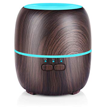 URPOWER Essential Oil Diffuser, 230ml Diffusers for Essential Oils Super Quiet Wood Grain Aromatherapy Oil Diffuser Essential Oils with Adjustable Mist Mode, 7 Color LED Lights for Home Yoga Office