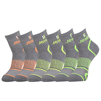 JOYNÉE Men's Quarter Performance Athletic Ankle Socks for Running 6 Pairs