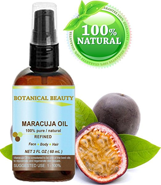 MARACUJA OIL. 100% Pure / Natural. Cold Pressed / Undiluted. For Face, Hair and Body. 2 Fl.oz.- 60 Ml. By Botanical Beauty