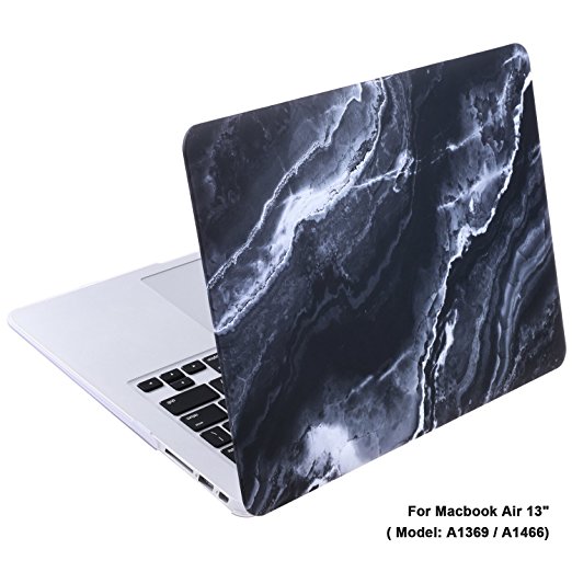 Cosmos Rubberized Plastic Hard Shell Cover Case for MacBook (Macbook Air 13" (A1369 / A1466), Black Marble Pattern)
