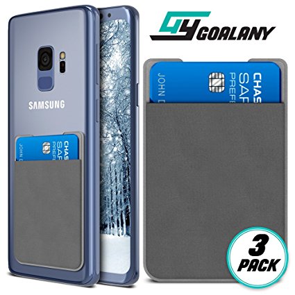 GOALANY Galaxy S9 S8 Credit Card Wallet Case, (3-Pack) Phone Card Holder for Cell Phone/Samsung Galaxy S8 Plus/Galaxy S7 Edge/S6/LG G6/G5/G V30 V20/Pixel 2 XL and work w/most case