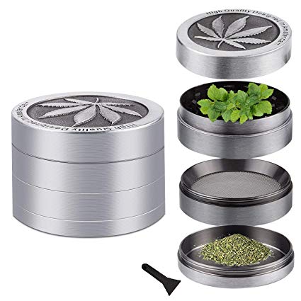 Grinder - 4 Pieces Premium Zinc Alloy Grinder with a Unique Cabinet Door for Easy Collection(Small)