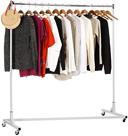 KINGSO Rolling Garment Rack Industrial Grade Z-Base Clothes Garment Rack, Heavy Duty Clothing Rolling Rack on Wheels, 400lbs Load with 63" Extra Long Bar