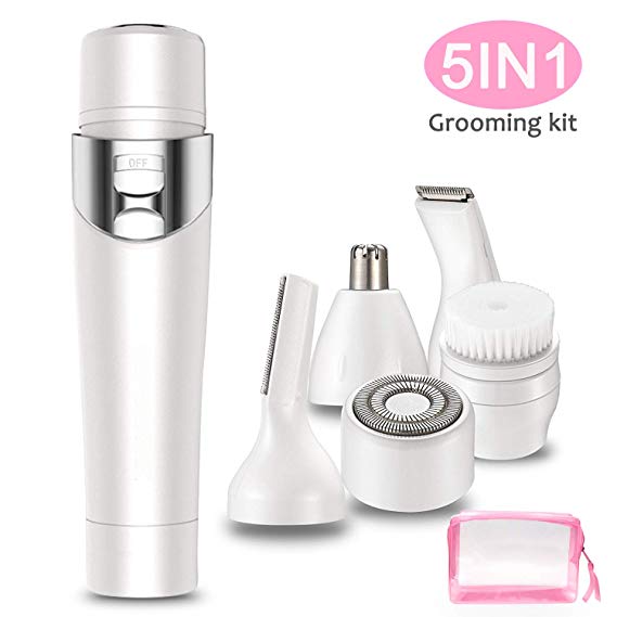 Facial Hair Remover for Women 5 in 1 Painless Flawless Facial Hair Remover Shaver Electric Hair Remover Mini Portable Lady Trimmer for Unwanted Hair