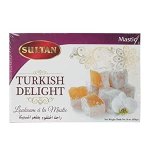 Sultan Turkish Delight - Mastic, No Preservatives, No Additives, Low Fat Dessert, Giftable Candy Sweets, 16oz