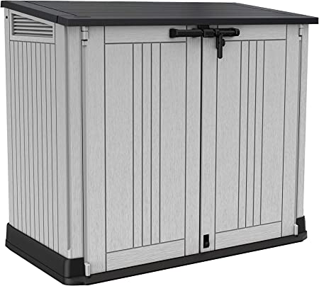 Keter 249317 Store it Out Nova Outdoor Garden Storage Shed, 132 x 71.5 x 113.5 cm, Light Grey with Dark Grey Lid