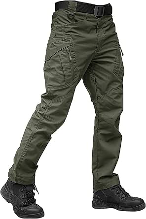 TACVASEN Men's Tactical Pants 9 Pockets Cargo Hiking Pants Lightweight Work Pants for Men Construction Water Resistant