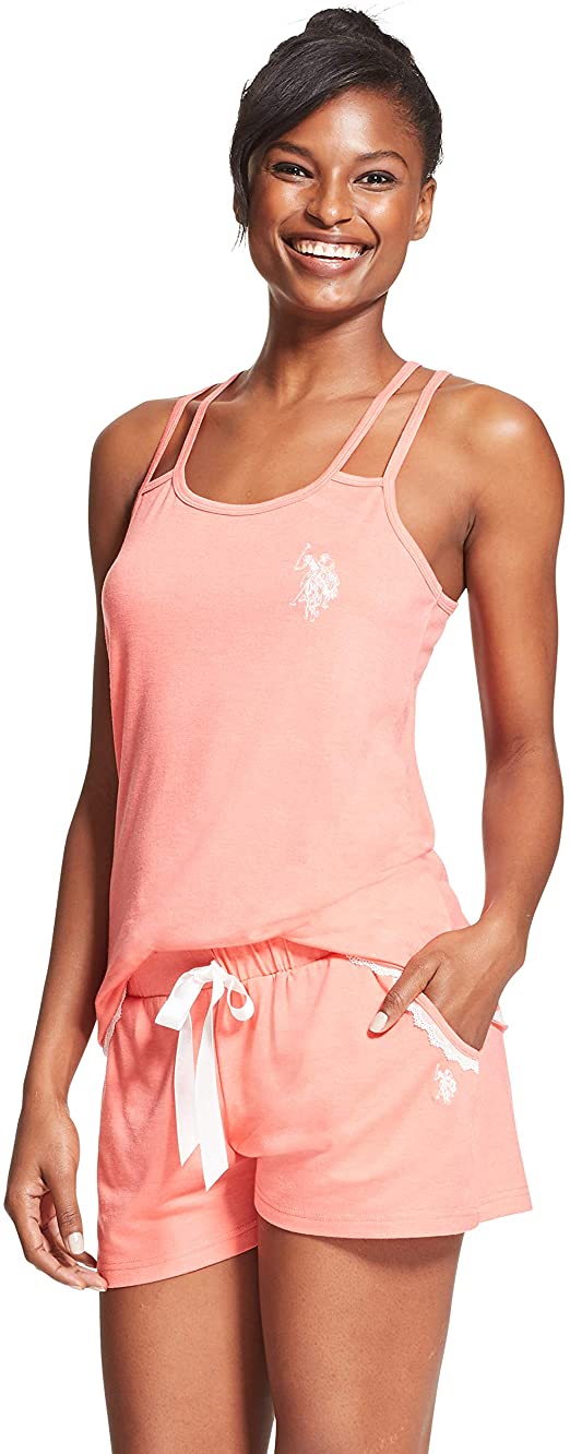 U.S. Polo Assn. Women’s 2 Piece Racerback Tank Top and Shorts Pajama Sleepwear Set