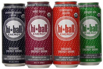 Hiball Energy Sparkling Organic Drink Variety Pack, 12 Count
