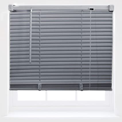 FURNISHED PVC Venetian Window Blinds Trimmable Home Office Blind New - Grey 105cm x 150cm