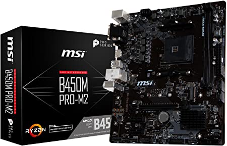 MSI ProSeries AMD Ryzen 1st and 2nd Gen AM4 M.2 USB 3 DDR4 D-SUB DVI HDMI Micro-ATX Motherboard (B450M PRO-M2)