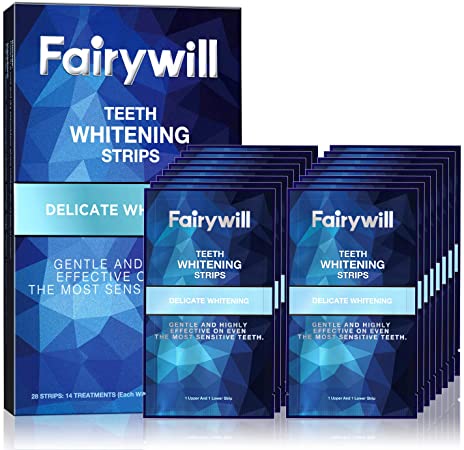 Fairywill Teeth Whitening Strips for Sensitive Teeth - Reduced Sensitivity White strips, Gentle and Safe for Enamel, Dental 3D White Teeth Whitening Kit, Pack of 28 Whitestrips