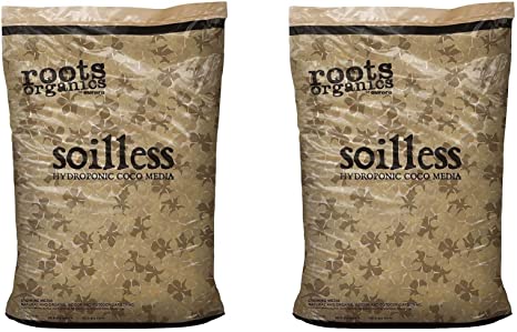Roots Organics ROS Soilless Hydroponic Gardening Coco Fiber Media Mix Premium Growing Mix 1.5 cu ft, 2 Pack