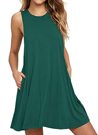 Viishow Women's Summer Sleeveless Dress Casual Swing T-Shirt Dresses with Pockets