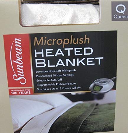 Sunbeam Microplush Heated Electric Blanket - Queen Size Beige