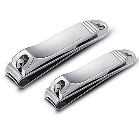 BESTOPE Nail Clippers 2 PCs Sharp Nail Cutter Set Sharpest Stainless Steel Fingernail   Toenail Set - Perfect for Men & Women