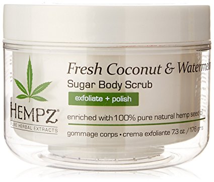 Hempz Herbal Sugar Body Scrub, Pearl White, Fresh Coconut/Watermelon, 7.3 Fluid Ounce