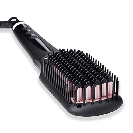 Vega Black Shine Hair Straightening Brush With Ionic & Thermoprotect Technology and 16 Temperature Settings, (VHSB-04)