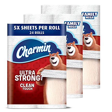 Charmin Ultra Strong Toilet Paper, Family Mega Roll (5x More Sheets*), 24 Count