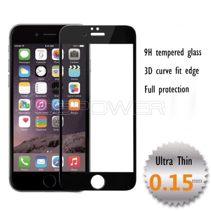 3D Tech Tempered Glass Screen Protectors For Iphone 66s By DBPOWER Full Coverage of 3D Curve fit Super Thin of 015MM 9H Tempered Glass HD Clear3D Touch Compatible-Black