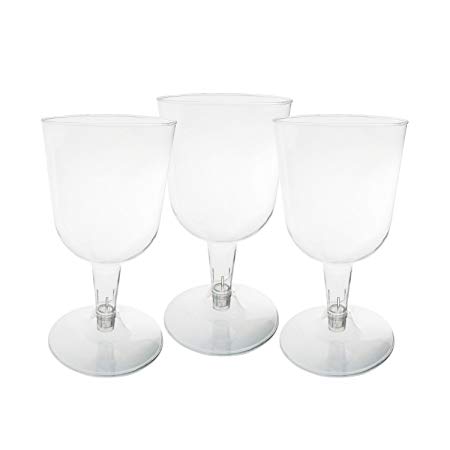 Party Essentials Hard Plastic Two Piece 5.5-Ounce Wine Glasses, Clear (200-Count)