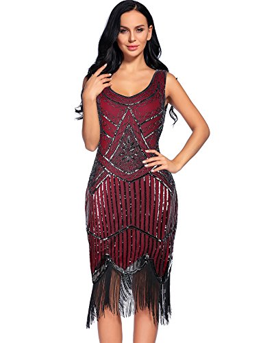 Flapper Girl Women's Vintage 1920s Sequin Beaded Tassels Hem Flapper Dress