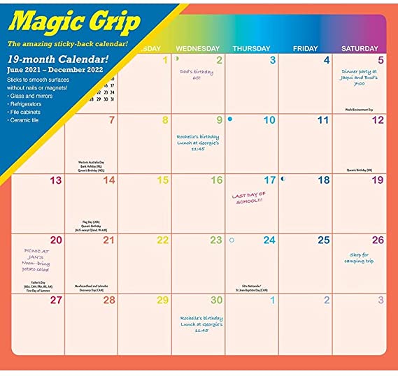 Calendar Ink, Rainbow Jumbo Magic Grip 2022 Wall Calendar