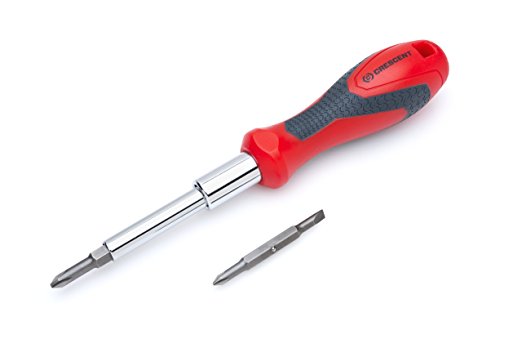 Crescent CMBD7P 7-in-1 Interchangeable Bit Screwdriver, Red/Black