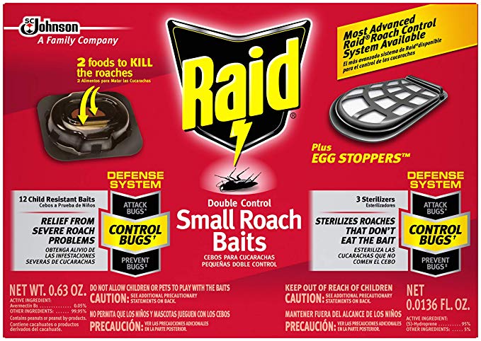 Raid Double Control Small Roach Baits Plus Egg Stopper, 12 CT (Pack - 3)