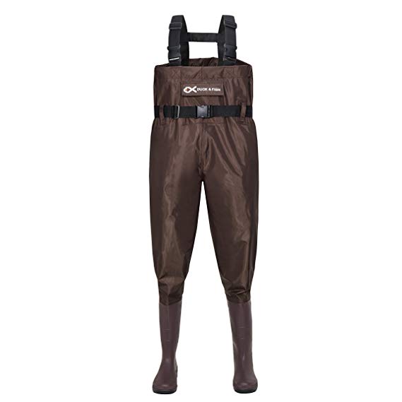 DUCK & FISH Duck and Fish PVC Brown Chest Wader Cleated Boot Foot with waist belt