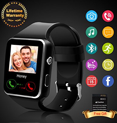Bluetooth Smart Watch With Camera, Touch Screen Smartwatch Phone Unlocked Watch Cell Phone Sim Card, Smart Wrist Watch, Smart Watch For Android Phones Samsung IOS Iphone 7 Plus 6S Men Women Kids Boys