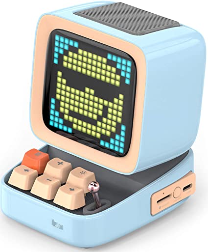 Divoom Ditoo Retro Pixel Art Bluetooth Speaker with Programmable RGB Led Screen, Gaming Gadget with Mechanical Keyboard, Also a Smart Alarm Clock (Blue)