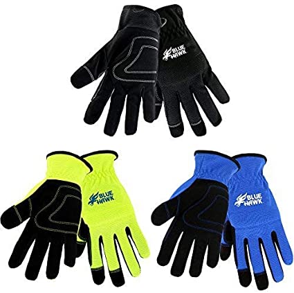 Blue Hawk 3-Pack Large Male Polyester Leather Palm Work Gloves Model # LW86156-L3P