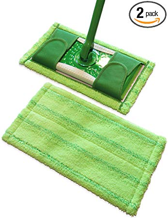 Swiffer Sweeper Compatible, Microfiber Mop Pads by Easily Greener, Reusable Refills for Wet & Dry Use, 2 Count