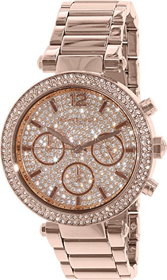 Michael Kors Parker Rose Gold Stainless Steel Glitz Dial Women's Chronograph Watch MK5857