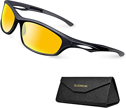 Night Driving Glasses by Bloomoak- Anti-Glare Night Vision Glasses Men Women, Polarized Night Sight Glasses for Running Cycling Fishing Driving, TR90 Unbreakable Frame (Yellow Lens)