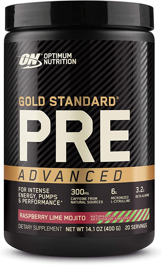 Optimum Nutrition Gold Standard Pre Workout Advanced, with Creatine, Beta-Alanine, Micronized L-Citrulline and Caffeine for Energy, Keto Friendly, Raspberry Lime Mojito, 20 Servings