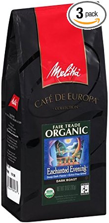 Melitta Fair Trade Organic Coffee, Enchanted Evening Ground, Dark Roast, 10 ounce(Pack of 3)
