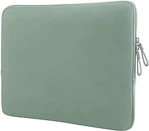 MOSISO Laptop Sleeve Bag Compatible with MacBook Air/Pro, 13-13.3 inch Notebook, Compatible with MacBook Pro 14 inch 2024-2021 M3 M2 M1, PU Leather Padded Bag Waterproof Case, Antique Green