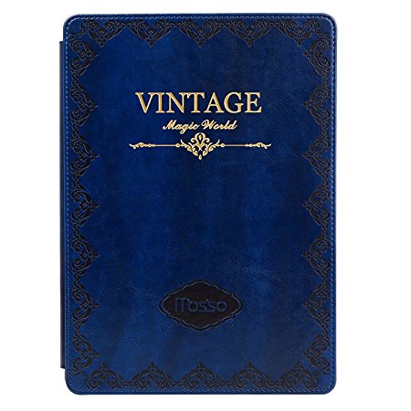 Mosiso Classic Retro Book Style Smart Cover for New iPad Mini 4 Released on 2015, Blue