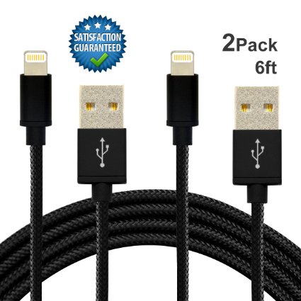 Cutelec 2Pack 6Ft Nylon Braided 8Pin iPhone Lightning Cable Durable and Fastly Charging Cord with Aluminum Connector Sync/Charge for iPhone 6S,6S Plus,6,6 Plus,5,5s,5c,iPod 7,iPad Pro,iPad Mini.