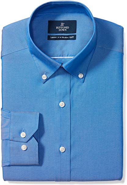 Amazon Brand - BUTTONED DOWN Men's Tailored Fit Button-Collar Solid Pinpoint Dress Shirt, Supima Cotton Non-Iron