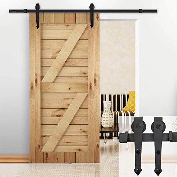 Yaheetech 6 Ft Interior Black Steel Single Sliding Barn Closet Door Hardware Track System Kit Set