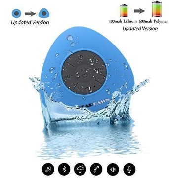 Bluetooth Shower Speaker GearDawn Water Resistant-Portable-Handsfree bluetooth speakers Upgraded LiPo-600Mah Battery 6Hr PlayBack with Dedicated Suction Cup Compatible with all Bluetooth devices